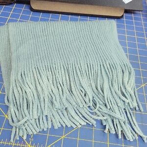 Florence & Fred Teal 'ish Blue Fringe Scarf 56" w-out Fringe